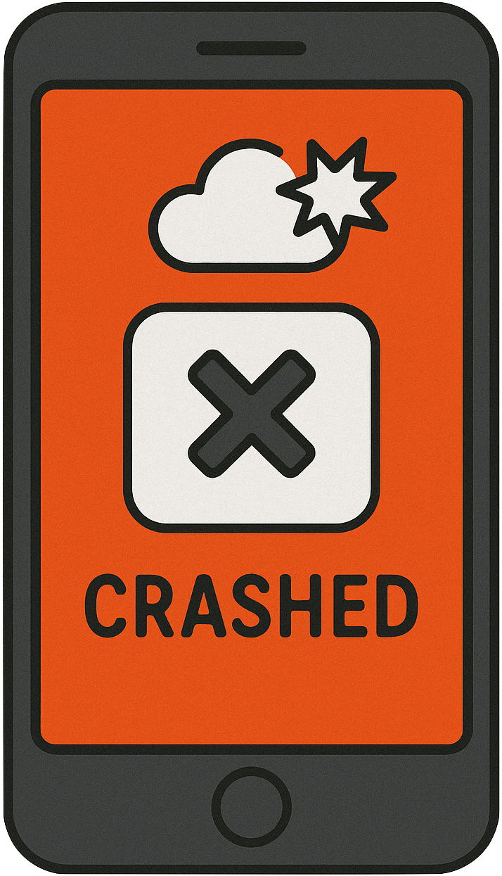 illustration of mobile app crash on device